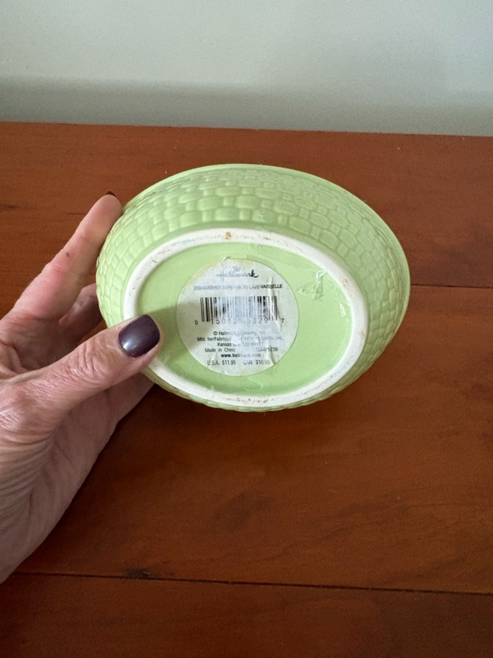 Hallmark Bunny Trinket Dish Green Easter Candy Bowl Cottagecore Decor - Picture 3 of 5